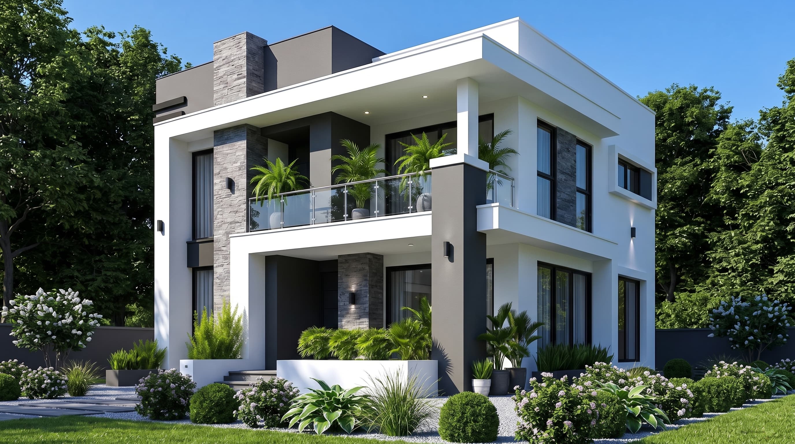 Luxury modern home at dusk