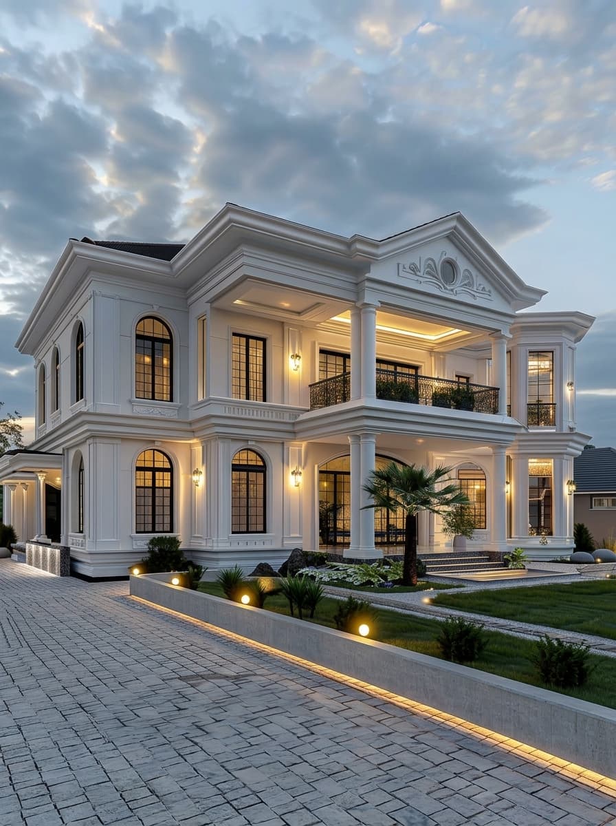 Luxury home at dusk